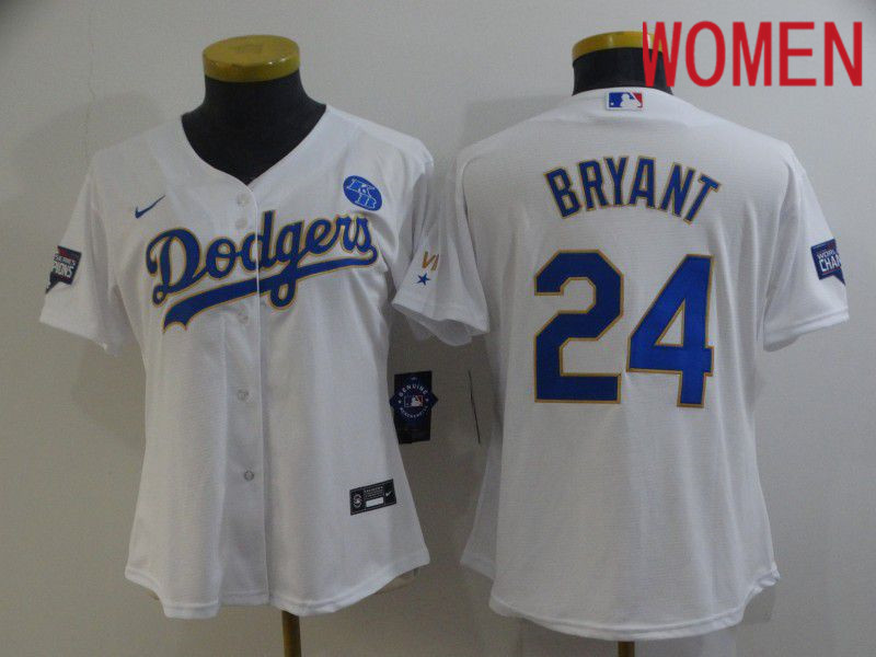 Women Los Angeles Dodgers #24 Bryant White Game 2021 Nike MLB Jersey1->youth mlb jersey->Youth Jersey